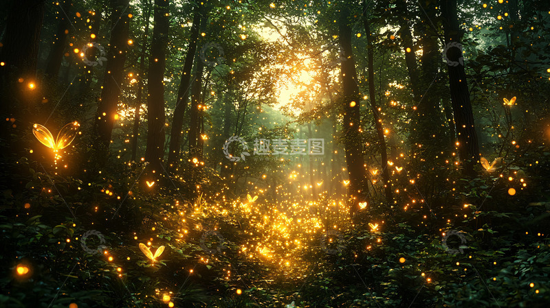 高清大图下载【趣麦麦图】萤火虫森林9