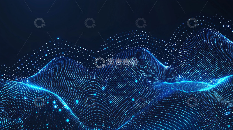 高清大图下载【趣麦麦图】蓝色科技感粒子波浪