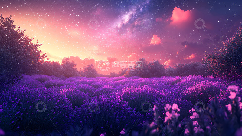 高清大图下载【趣麦麦图】梦幻紫色薰衣草田