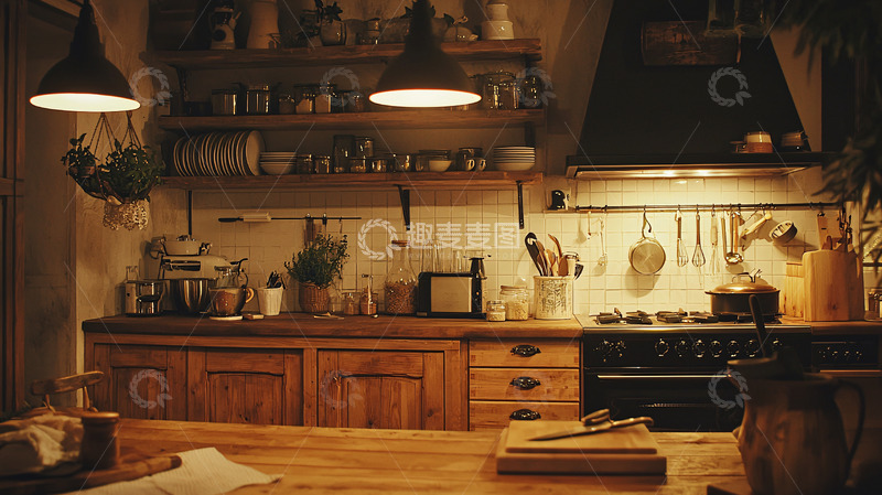 高清大图下载【趣麦麦图】温暖复古乡村厨房