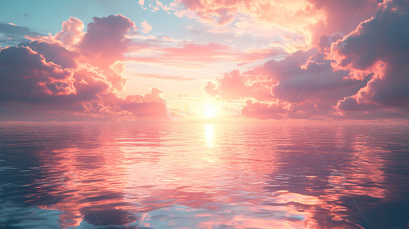 高清大图下载【趣麦麦图】粉色天空海面日落