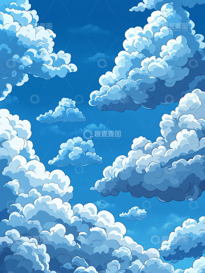 高清大图下载【趣麦麦图】卡通风格蓝天白云图