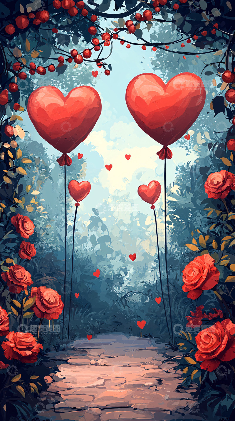 高清大图下载【趣麦麦图】爱心气球