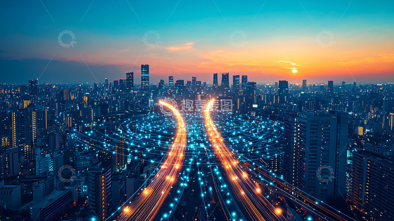 高清大图下载【趣麦麦图】城市夜景车流如梭