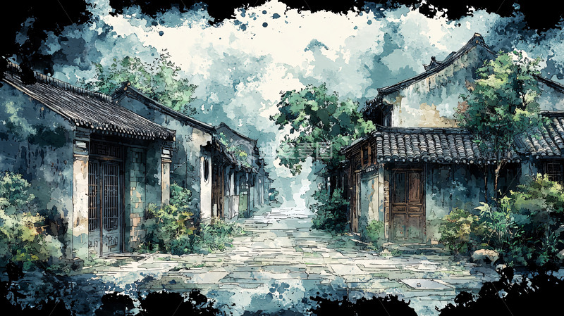 高清大图下载【趣麦麦图】水墨古镇