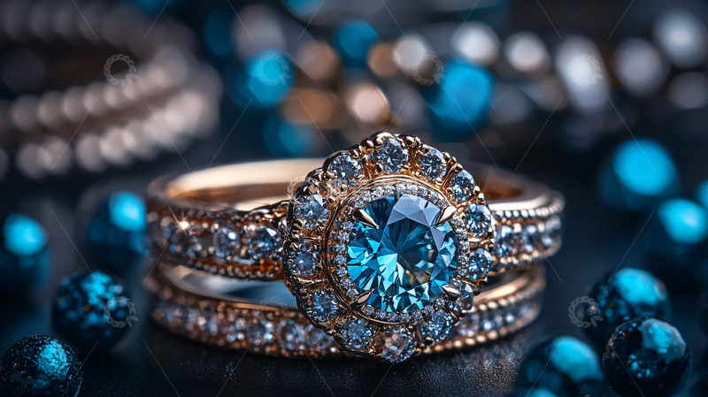 高清大图下载【趣麦麦图】精美蓝宝石戒指特写