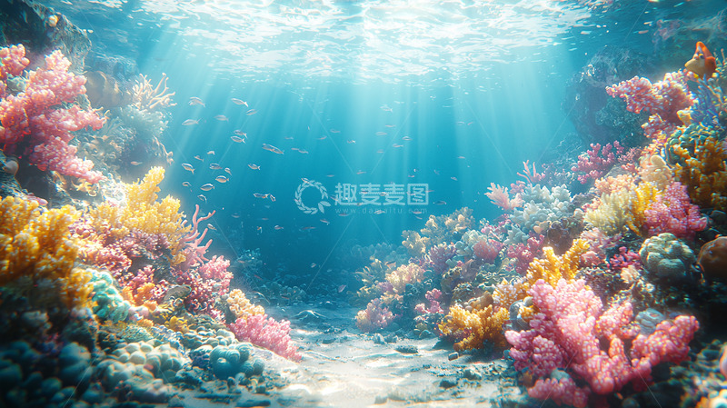 高清大图下载【趣麦麦图】阳光照射下的珊瑚礁