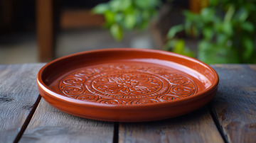 红棕色陶土盘子