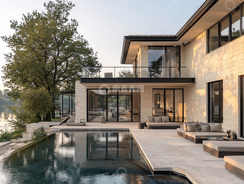 高清大图下载【趣麦麦图】现代轻奢湖景别墅