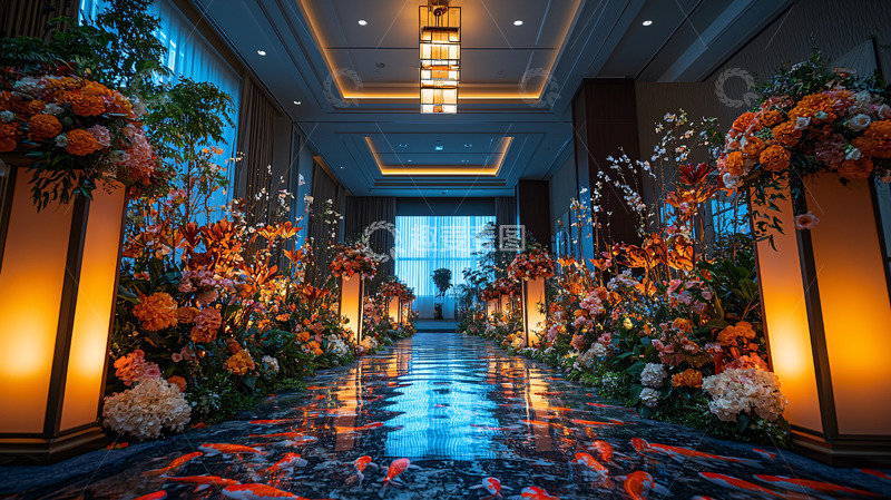 高清大图下载【趣麦麦图】富丽堂皇的宴会厅走廊