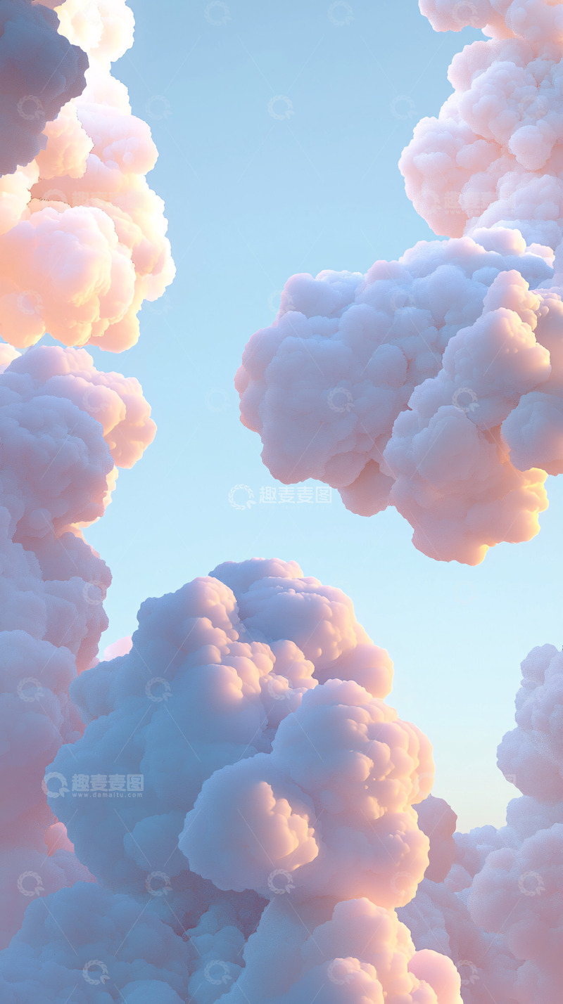 高清大图下载【趣麦麦图】棉花糖般的粉色云朵