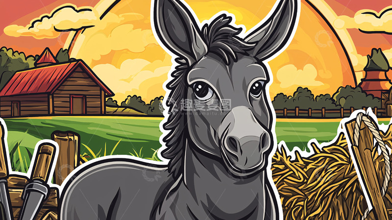 高清大图下载【趣麦麦图】卡通驴子