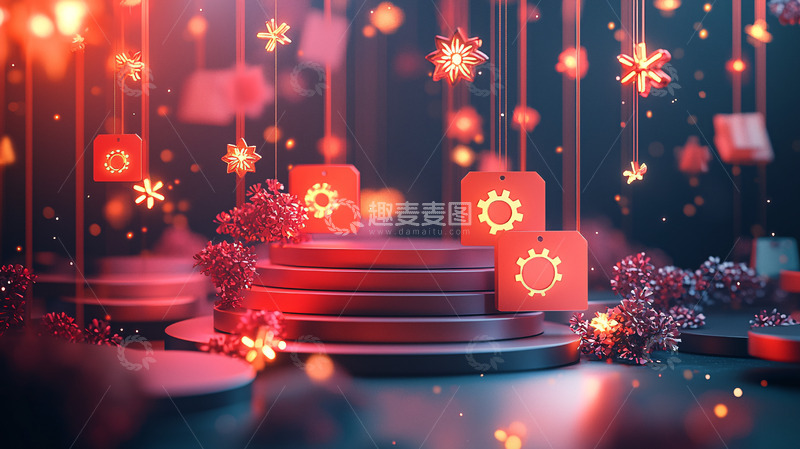 高清大图下载【趣麦麦图】悬浮的圣诞装饰品