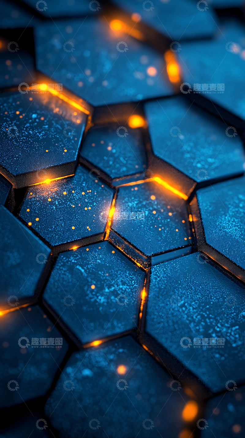 高清大图下载【趣麦麦图】科技感蓝色蜂窝