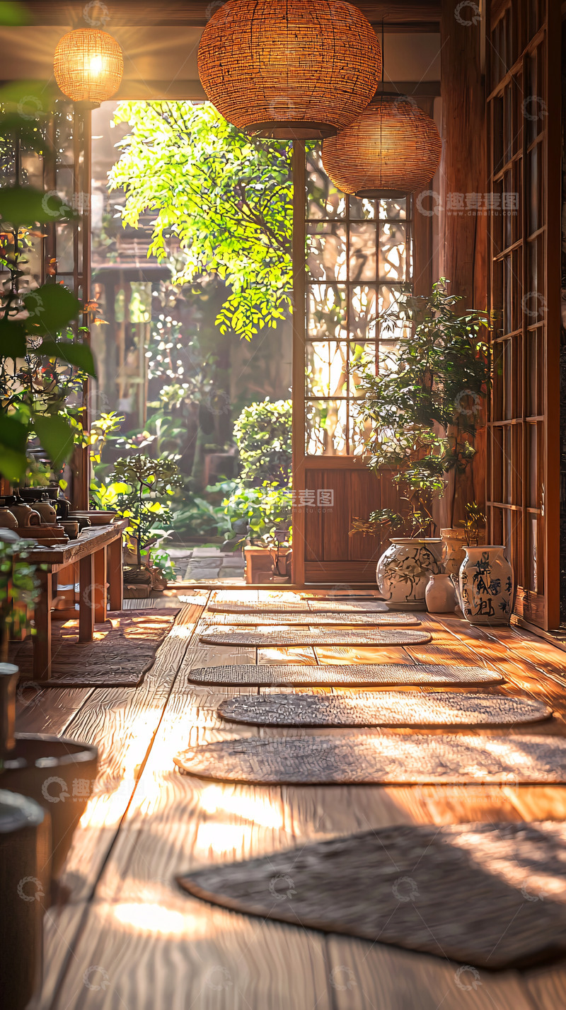 高清大图下载【趣麦麦图】阳光洒进庭院