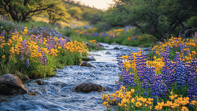 高清大图下载【趣麦麦图】溪流边盛开的野花
