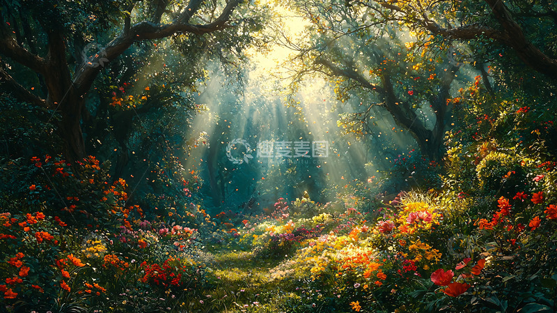 高清大图下载【趣麦麦图】阳光森林小路