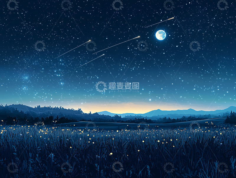 高清大图下载【趣麦麦图】夜晚星空流星唯美意境