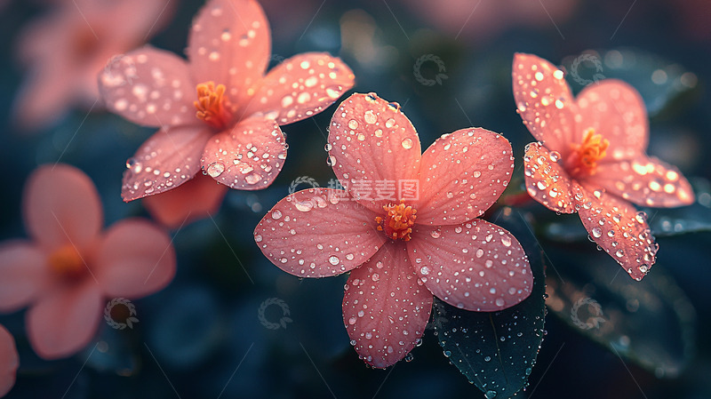 高清大图下载【趣麦麦图】雨后粉红色小花