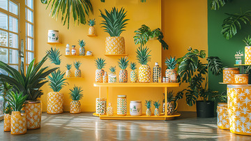 黄色菠萝主题背景墙