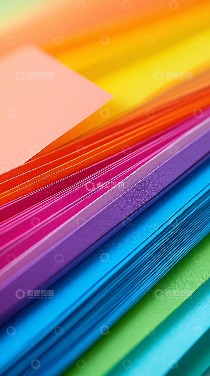 高清大图下载【趣麦麦图】彩色纸张堆叠