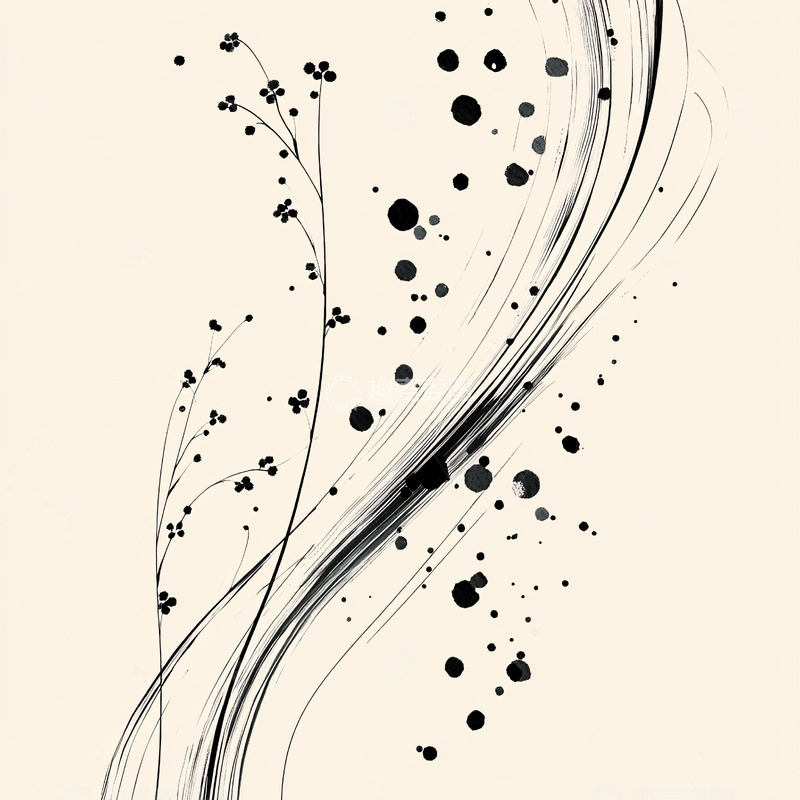 高清大图下载【趣麦麦图】水墨线条植物