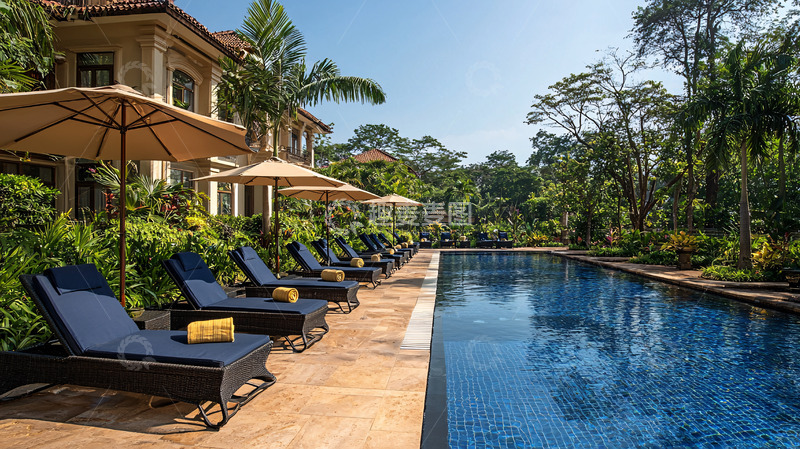 高清大图下载【趣麦麦图】豪华度假村泳池景观