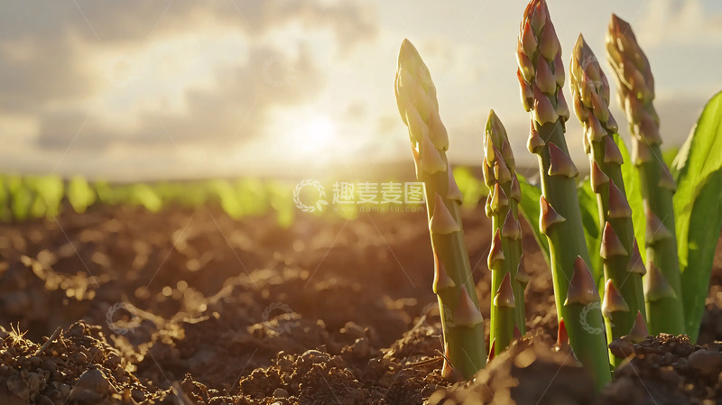高清大图下载【趣麦麦图】日出时分田野里的芦笋