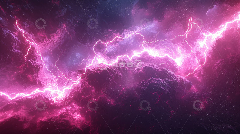 高清大图下载【趣麦麦图】紫色闪电穿梭云层