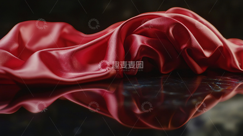 高清大图下载【趣麦麦图】红色丝绸布料