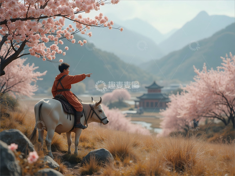 高清大图下载【趣麦麦图】牧童遥指杏花村 