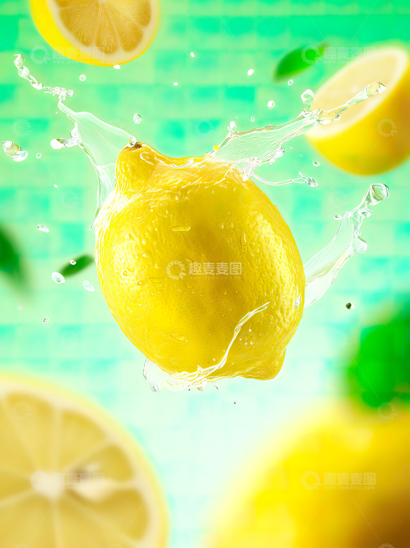 新鲜美味黄柠檬果蔬摄影