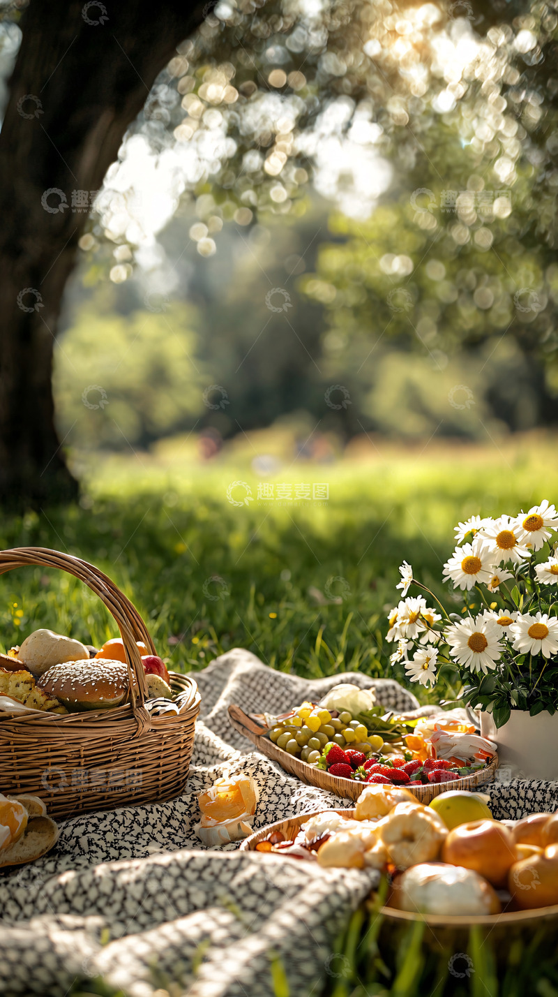 高清大图下载【趣麦麦图】野餐篮子的美好时光
