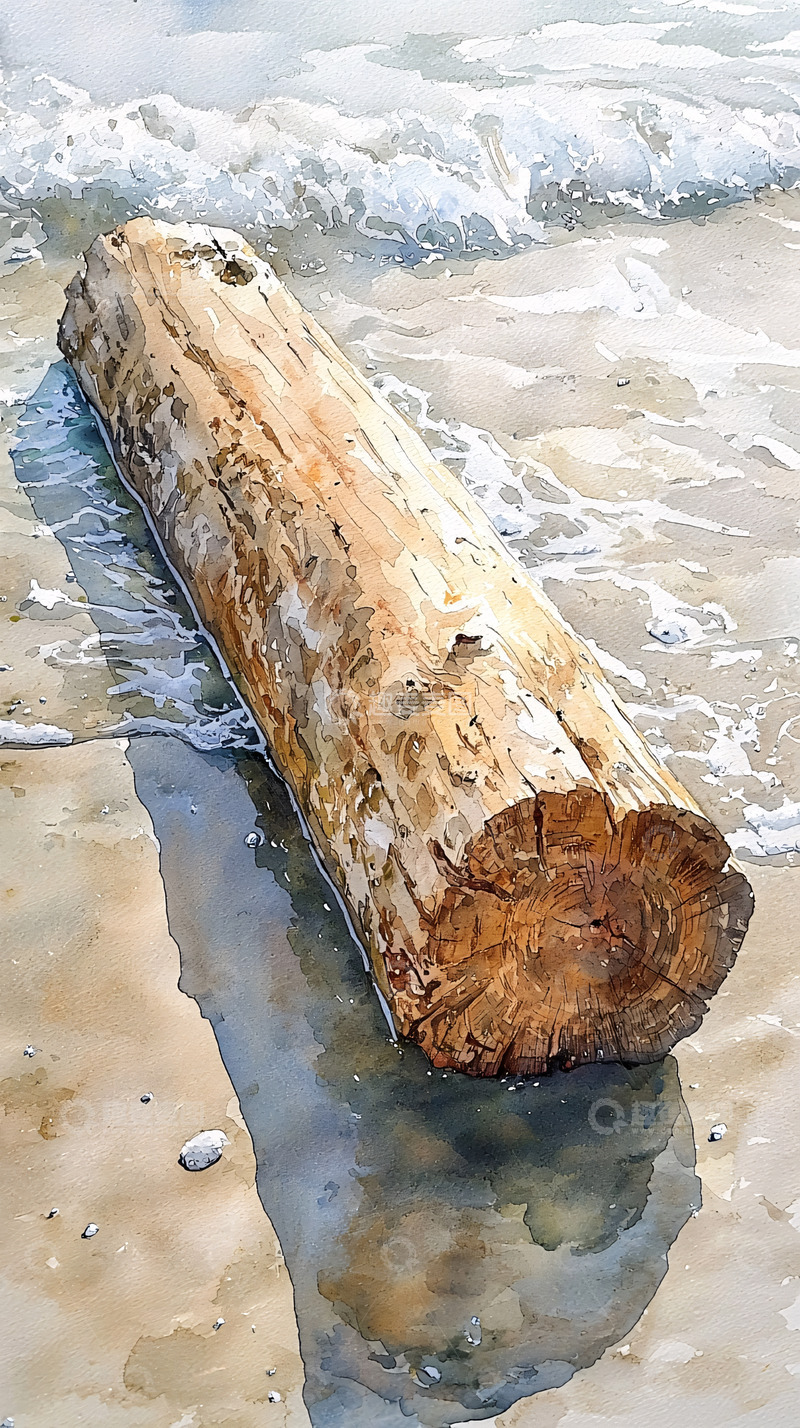 高清大图下载【趣麦麦图】海滩上的木头