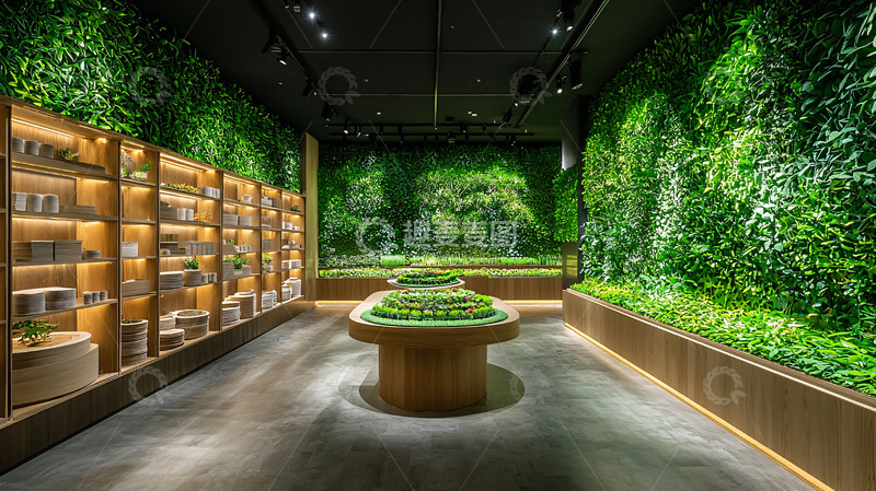高清大图下载【趣麦麦图】绿色植物墙面商品陈列