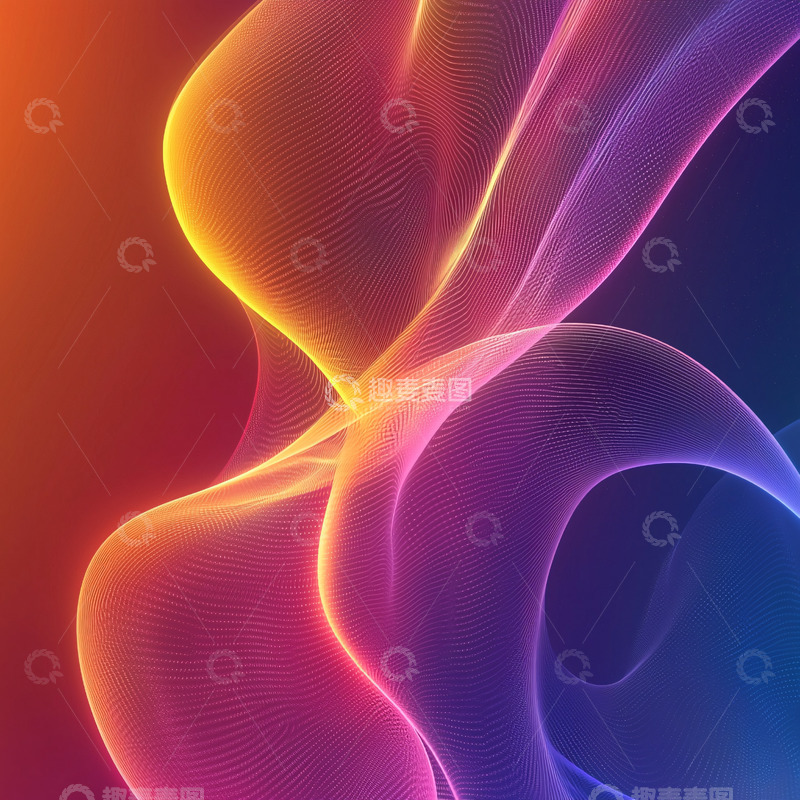 高清大图下载【趣麦麦图】渐变色抽象曲线光线背景