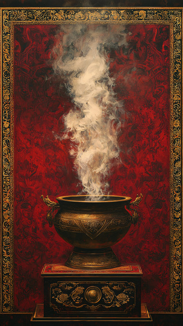 燃烧香炉升起的烟雾