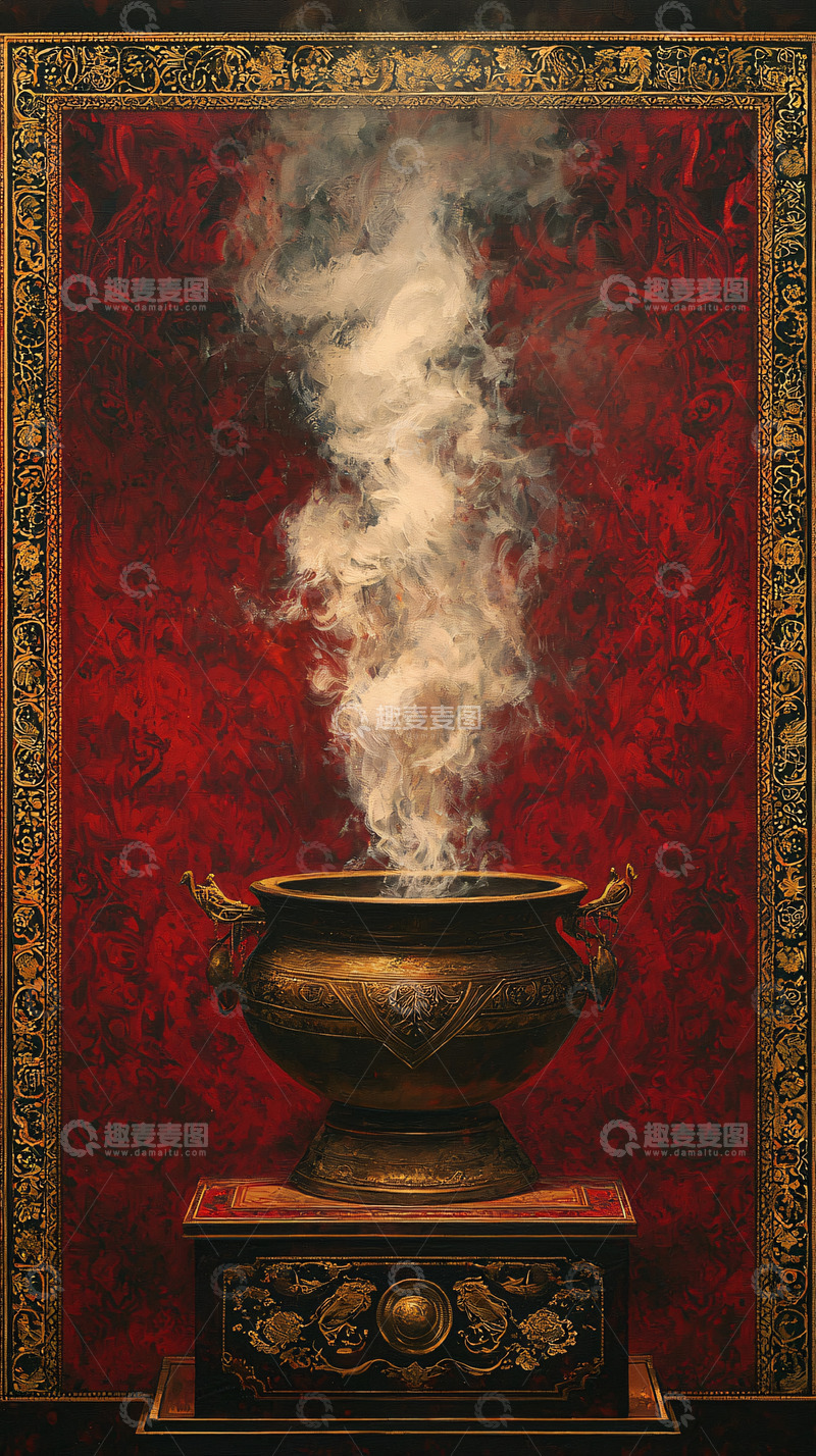 高清大图下载【趣麦麦图】燃烧香炉升起的烟雾