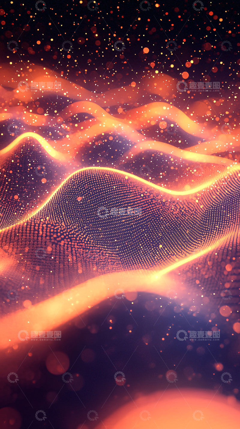高清大图下载【趣麦麦图】科技感波浪星空粒子背景