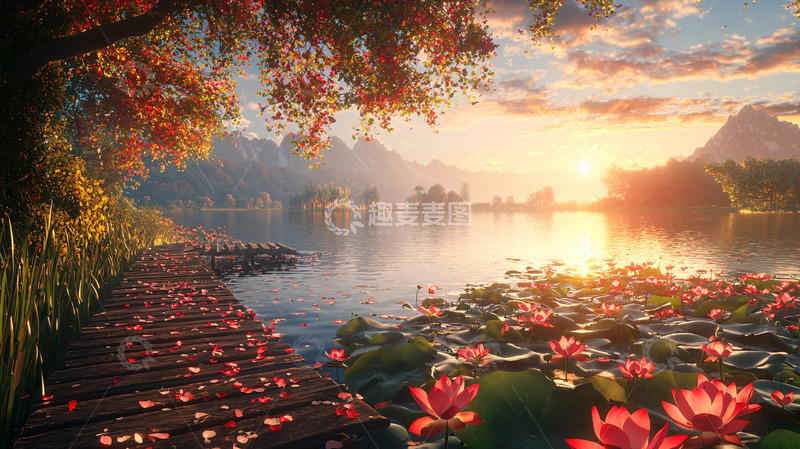 高清大图下载【趣麦麦图】秋日湖畔的宁静