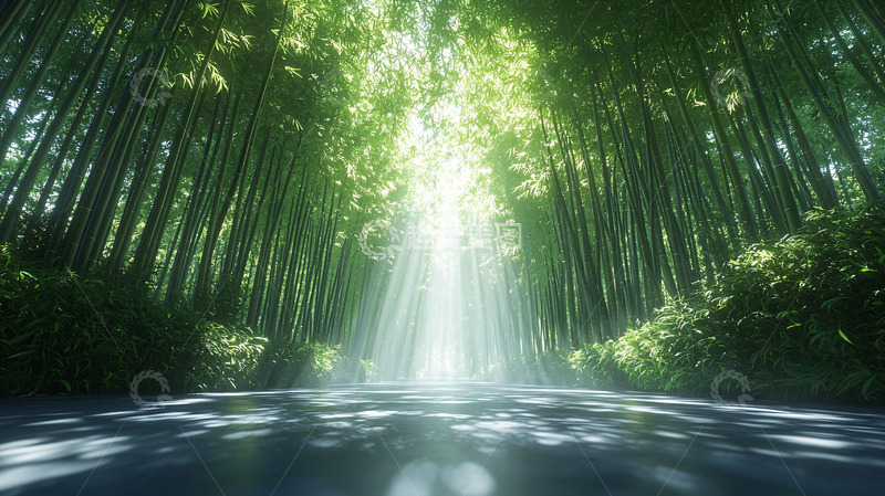 高清大图下载【趣麦麦图】竹林阳光高清图片