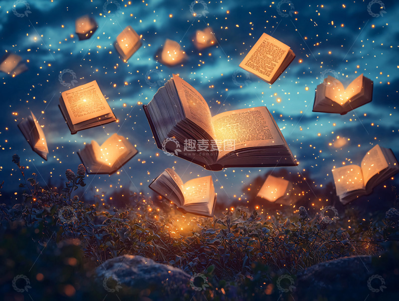 高清大图下载【趣麦麦图】漂浮的书本高清图片