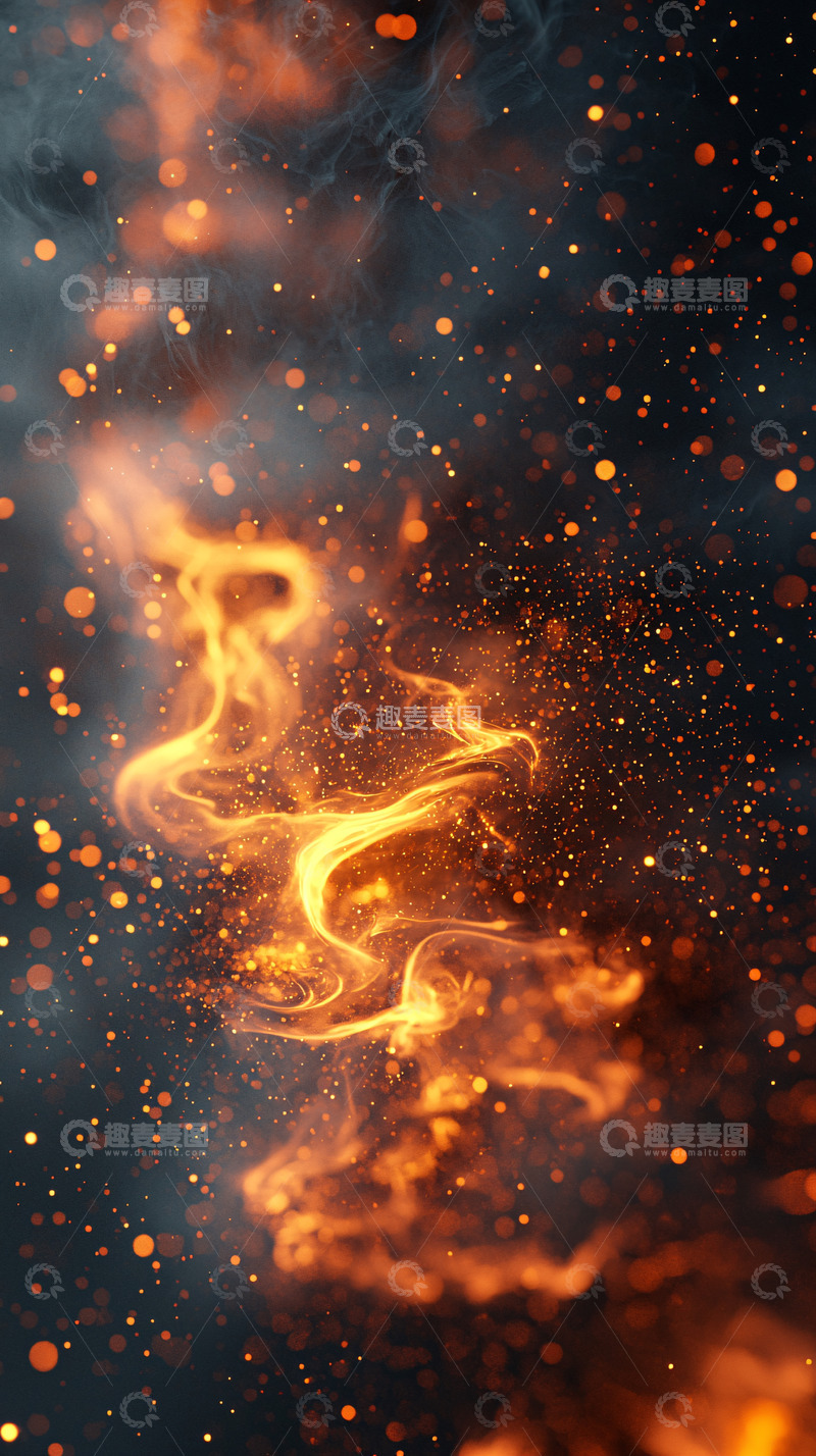 高清大图下载【趣麦麦图】燃烧的火焰和飞溅的火花