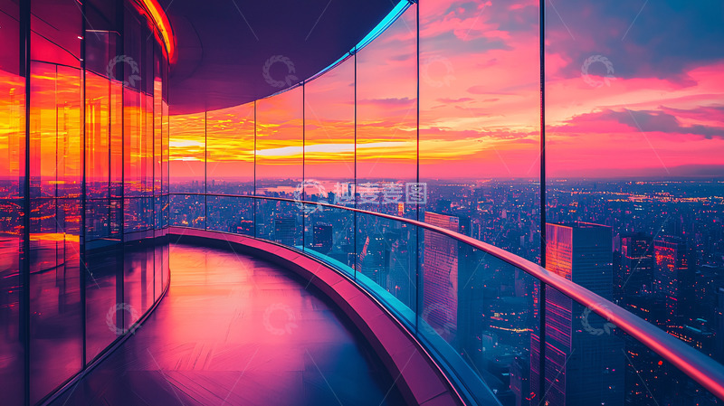 高清大图下载【趣麦麦图】未来城市夜景霓虹灯