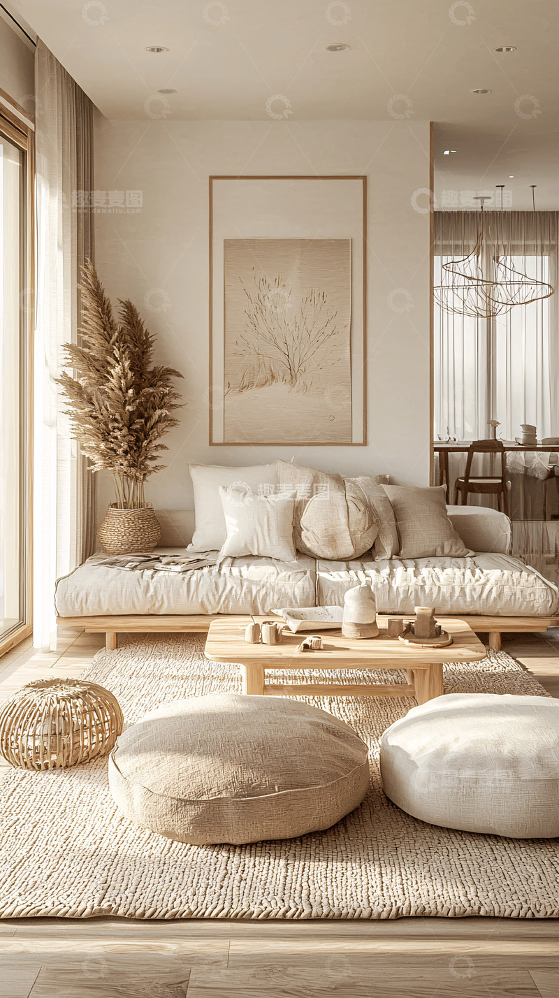 高清大图下载【趣麦麦图】米色系简约客厅