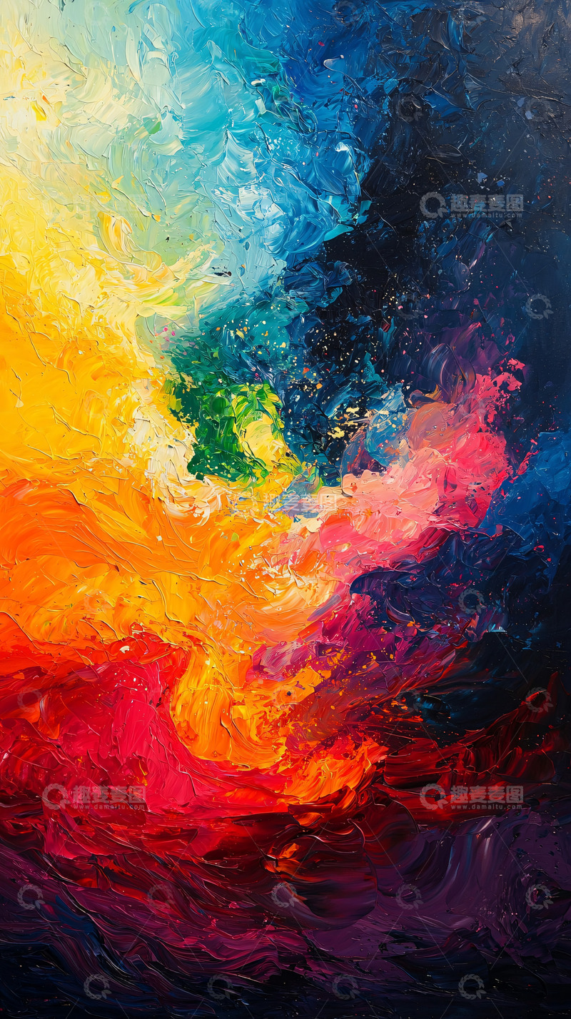 高清大图下载【趣麦麦图】色彩鲜艳的抽象油画背景