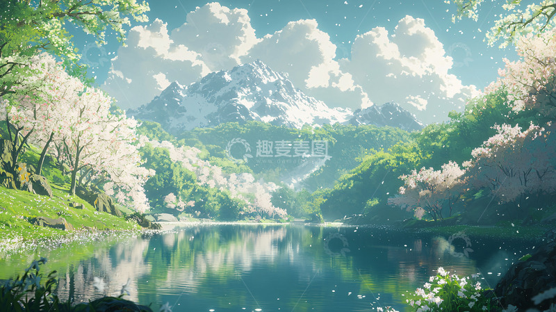 高清大图下载【趣麦麦图】宁静的山水田园风光