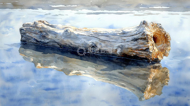 高清大图下载【趣麦麦图】水面倒影的木头纹理特写