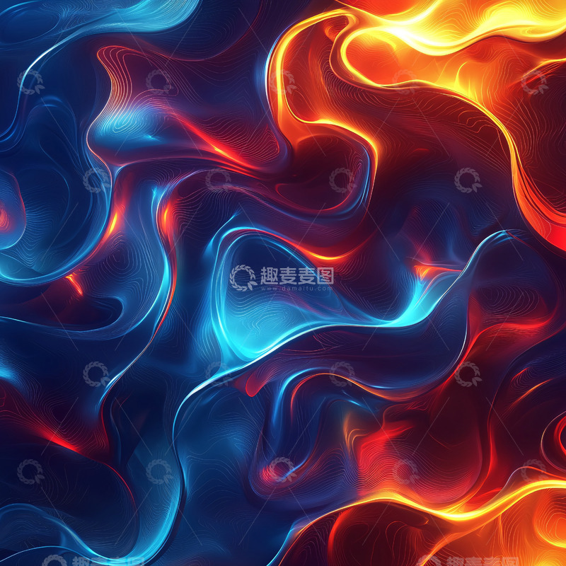 高清大图下载【趣麦麦图】火焰与冰冷的抽象漩涡