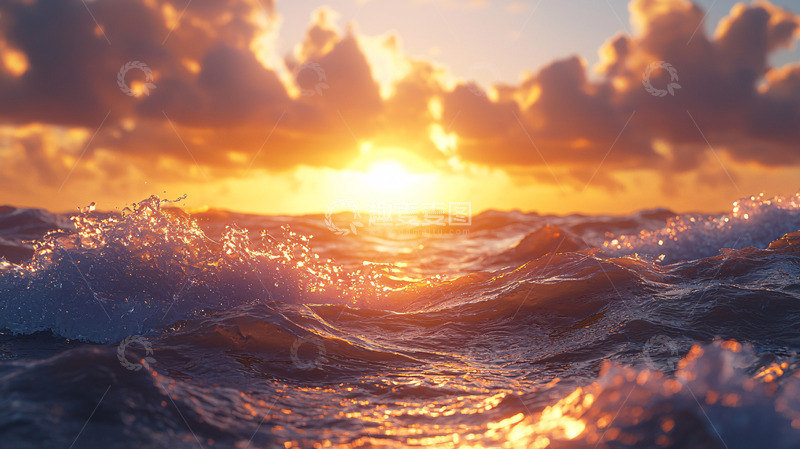 高清大图下载【趣麦麦图】海面日出波光粼粼